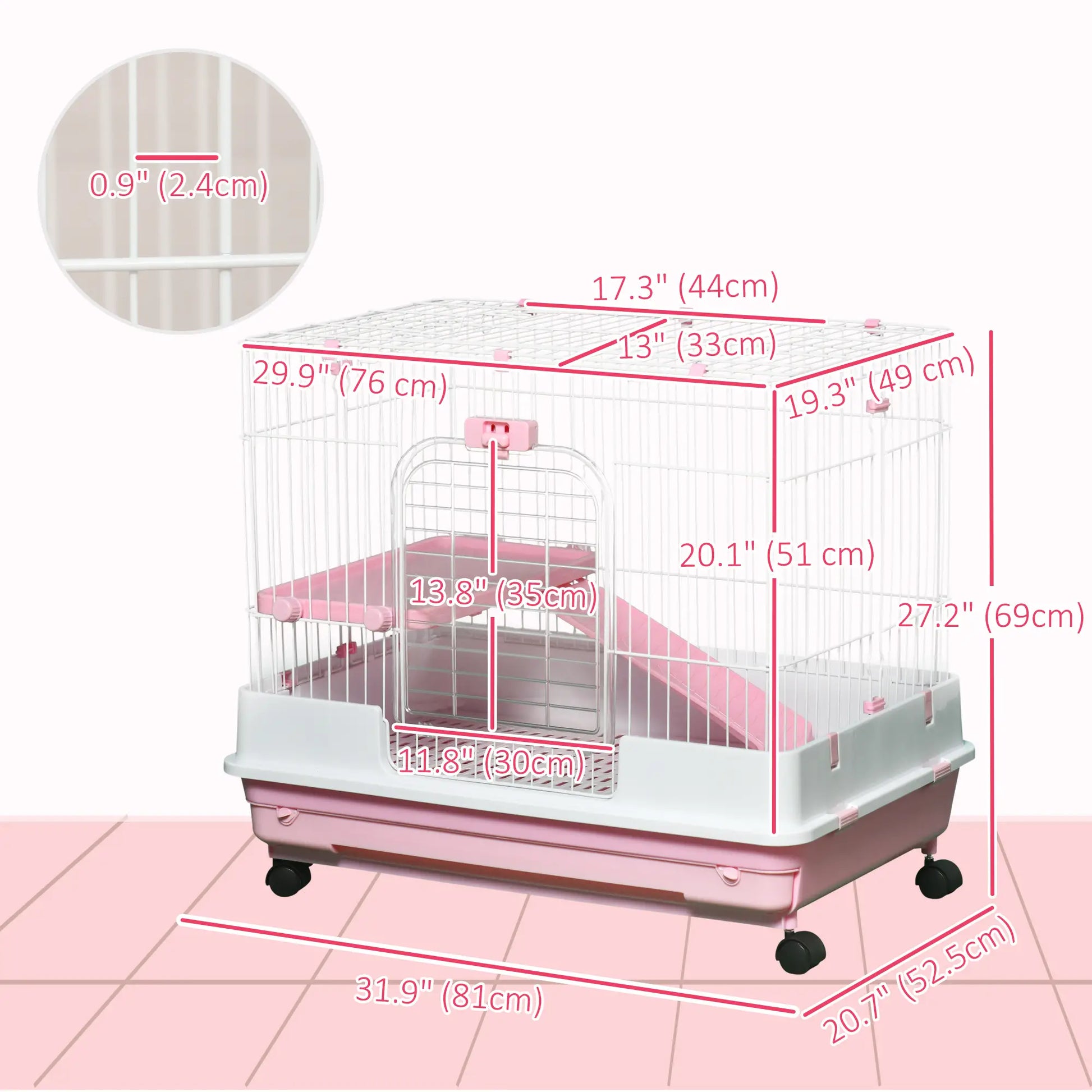 32"L 2-Level Small Animal Cage, Universal Lockable Wheels, Pink Houses & Habitats at Gallery Canada