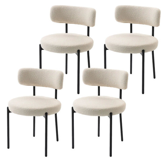 Modern Dining Chairs, Berber Fleece Upholstery, Steel Legs, 4 Pieces, Beige Dining Chairs Beige at Gallery Canada