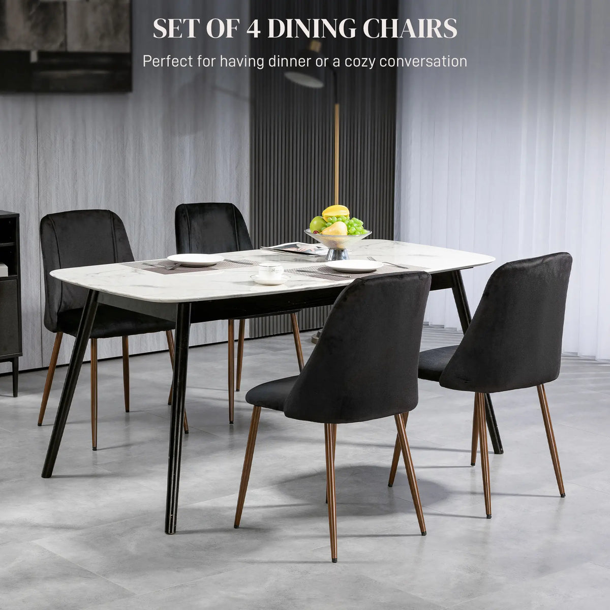 Upholstered Dining Chairs Set of 4, Velvet Accent, Black Bar Stools at Gallery Canada
