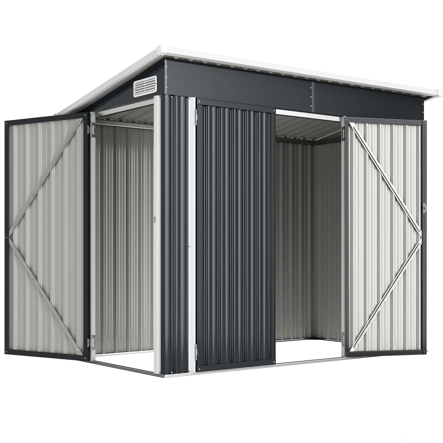 7.5' x 4.3' Outdoor Storage Shed, Waterproof Metal Garden Shed, Dark Grey Sheds Dark Grey at Gallery Canada
