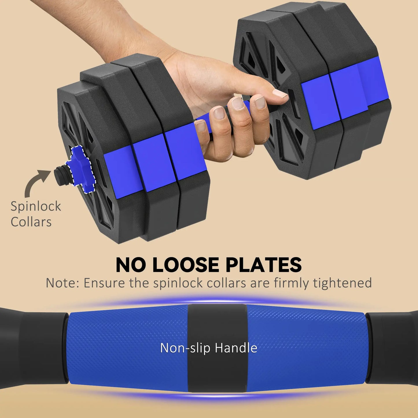 4-in-1 Adjustable Dumbbell Set, 55lbs, Blue Dumbbells & Barbells at Gallery Canada