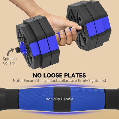 4-in-1 Adjustable Dumbbell Set, 55lbs, Blue Dumbbells & Barbells at Gallery Canada