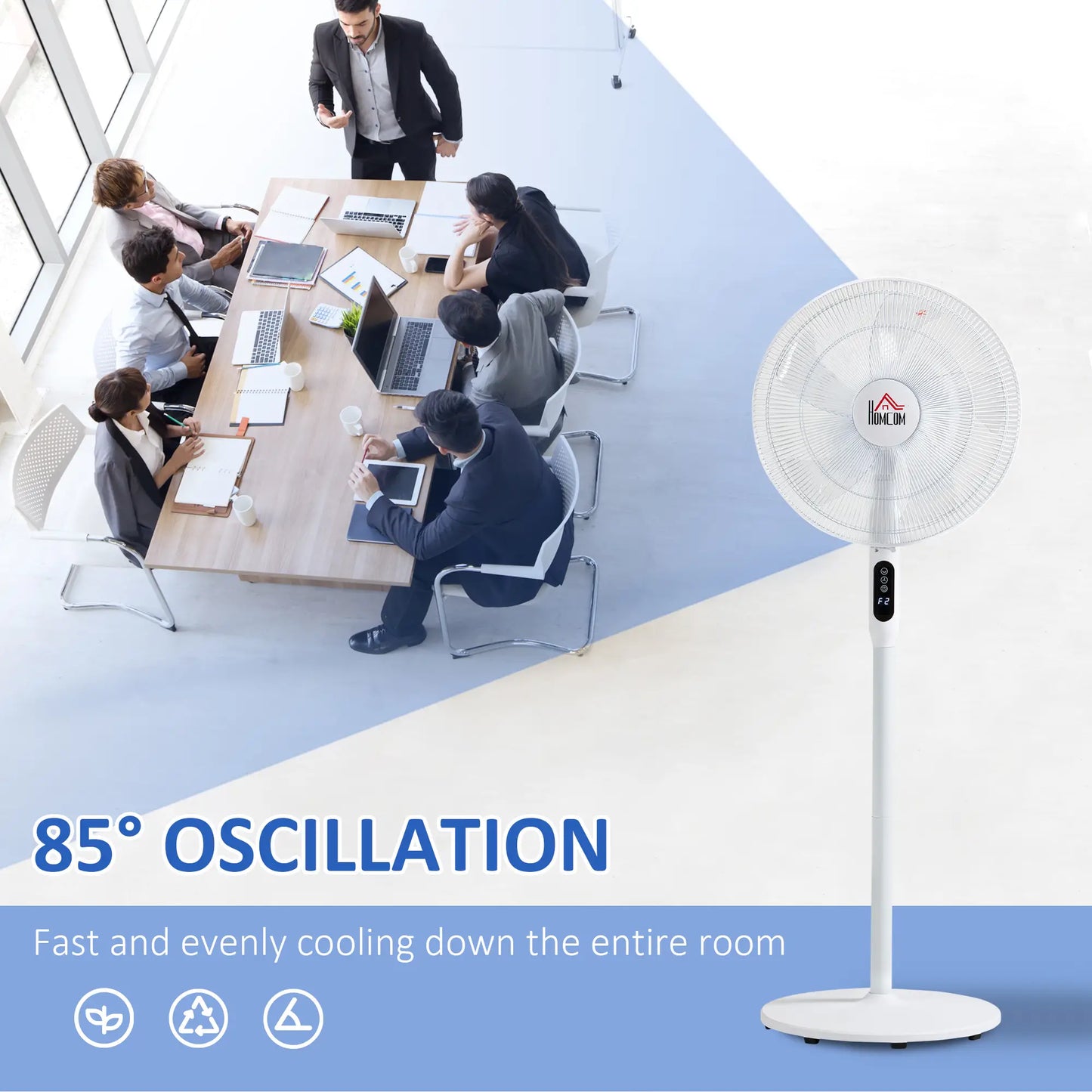 Floor Standing Fan with Remote, Oscillating, LED Screen, White Stand Fans at Gallery Canada