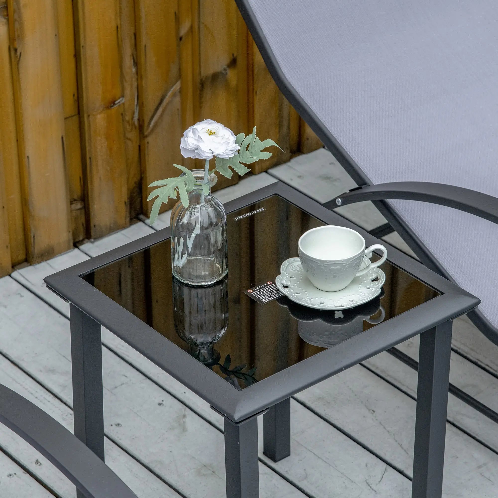 3-Piece Outdoor Lounge Set, 2 S-Chairs, Glass Table, Light Grey Lounger Chairs at Gallery Canada