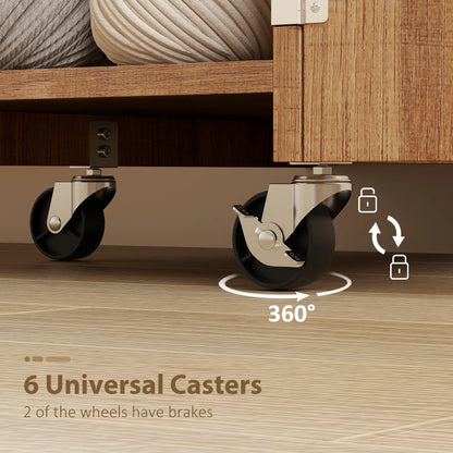 Sewing Machine Table, Drop Leaf, 2 Doors, Adjustable Shelf, Brown Sewing Cabinets at Gallery Canada