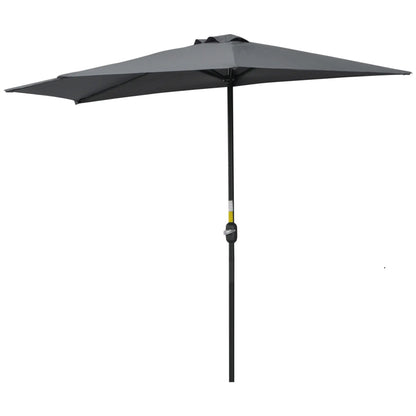 9.8ft Half Umbrella, Semi Round Patio Parasol, Crank Handle, Top Vent, Grey Sun Umbrellas Grey at Gallery Canada