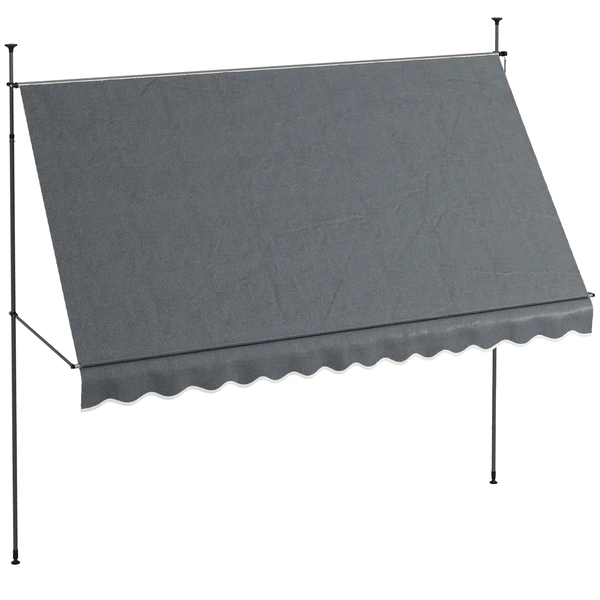 11.5' x 4' Manual Retractable Awning, Freestanding, UV Resistant, Dark Grey Patio Awnings at Gallery Canada