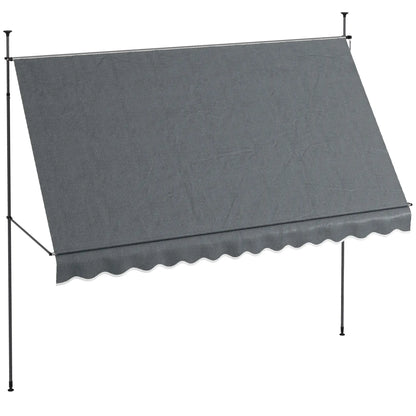 11.5' x 4' Manual Retractable Awning, Freestanding, UV Resistant, Dark Grey Patio Awnings at Gallery Canada