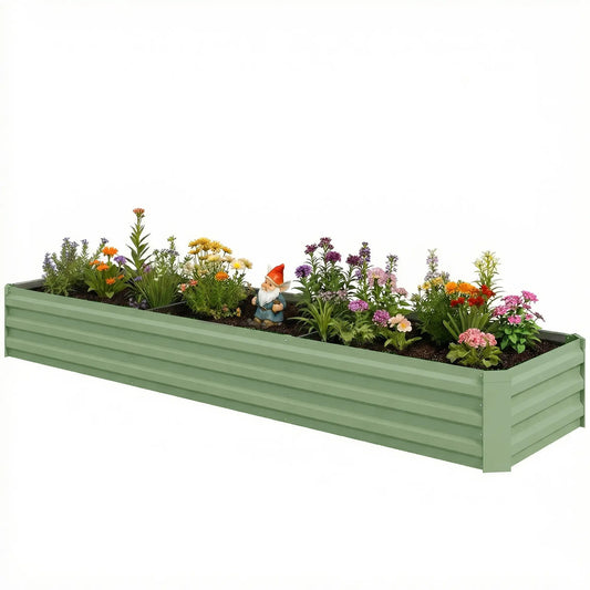 8'x2'x1' Galvanized Raised Bed, Elevated Planter Box, Light Green Galvanized Planter Boxes Light Green at Gallery Canada