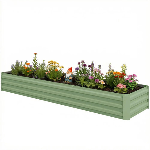 8'x2'x1' Galvanized Raised Bed, Elevated Planter Box, Light Green