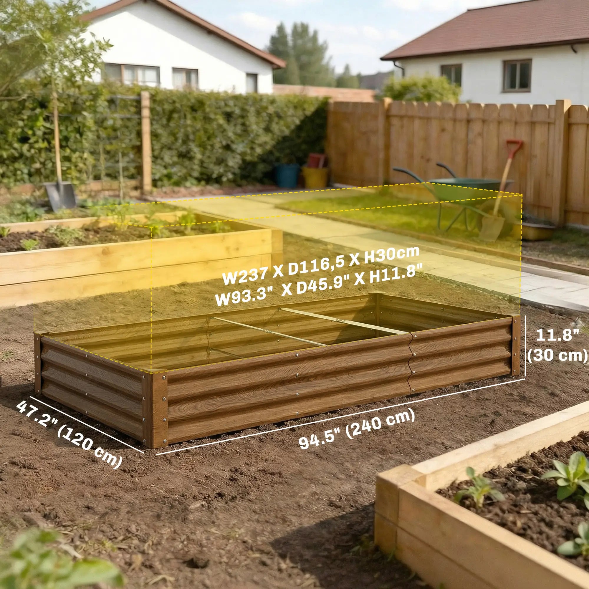 8 x 4 x 1ft Galvanized Raised Garden Bed, Reinforced Outdoor Planter Box, Distressed Brown Galvanized Planter Boxes at Gallery Canada