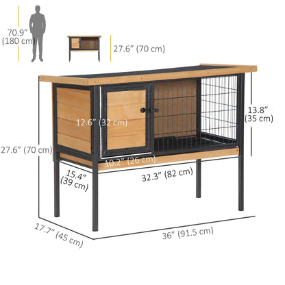 Wooden Rabbit Hutch, Indoor Outdoor Bunny Cage With Tray, Yellow Rabbit Hutch at Gallery Canada