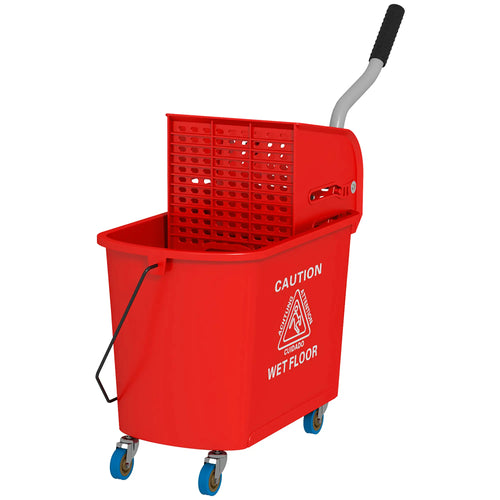 Compact Mop Bucket with Wringer, 5 Gallon, Red