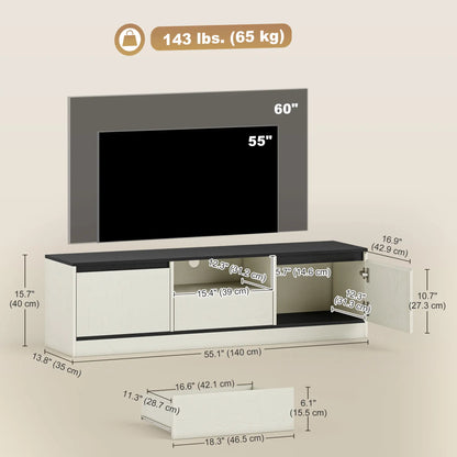 TV Stand For 55-60 Inch TV, Entertainment Center, White TV Stands at Gallery Canada