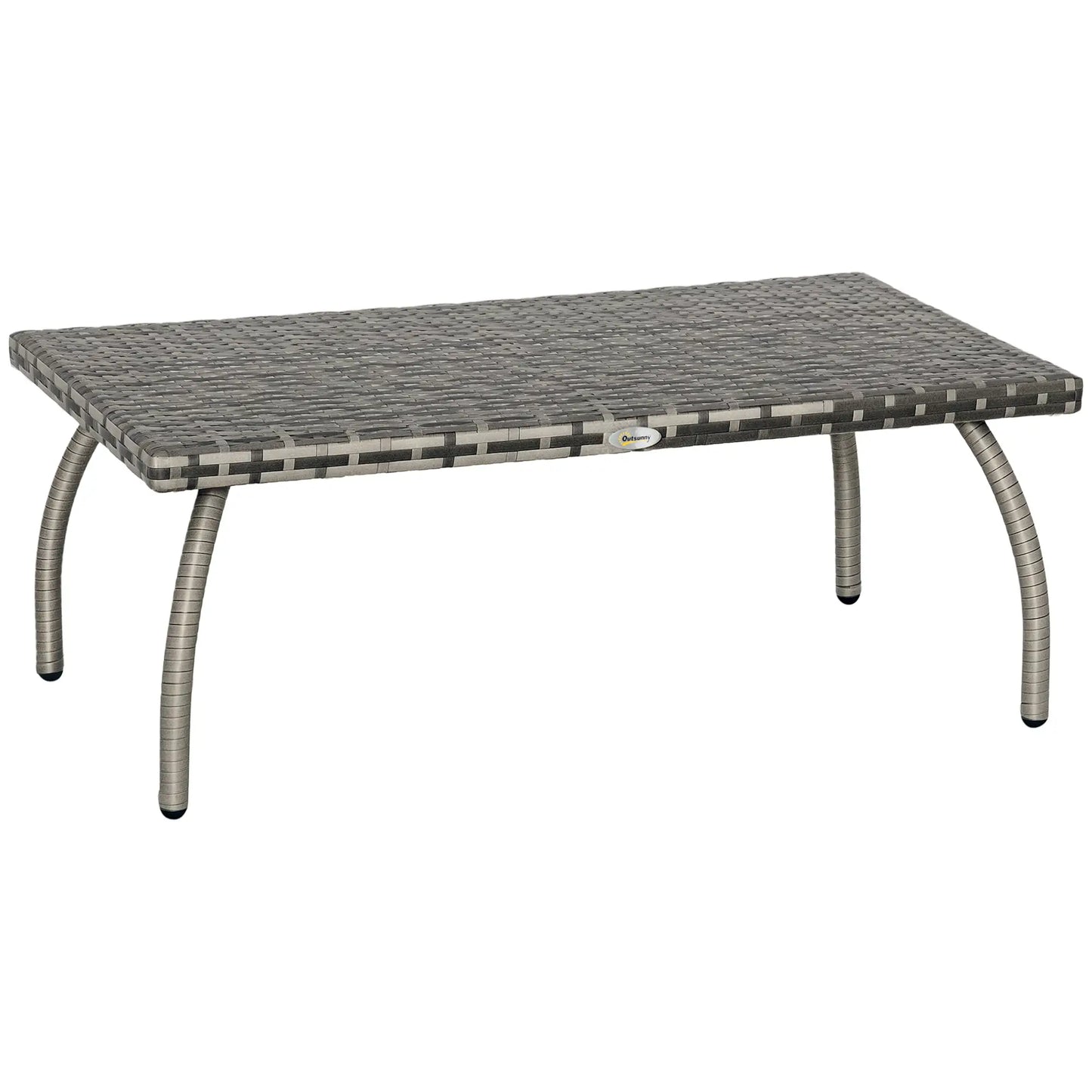 Rattan Coffee Table, 35.4" x 19.7", All-Weather PE, Outdoor Side Table, Grey Patio Side Tables at Gallery Canada