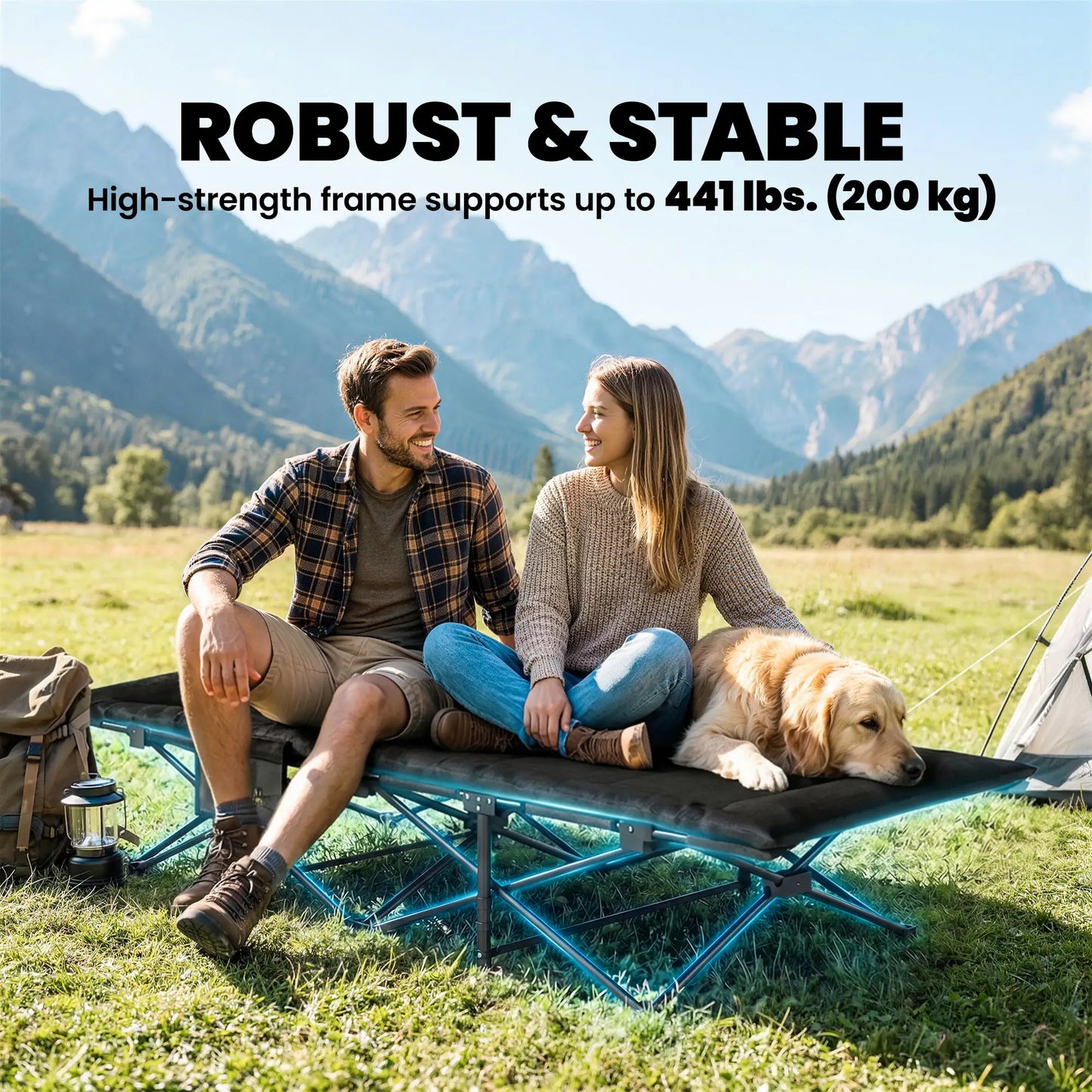 Camping Cot For Adults, 31.5" Wide, Padded Cushion, Carry Bag, Black Camping Cots at Gallery Canada