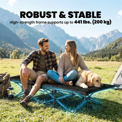 Camping Cot For Adults, 31.5" Wide, Padded Cushion, Carry Bag, Black Camping Cots at Gallery Canada