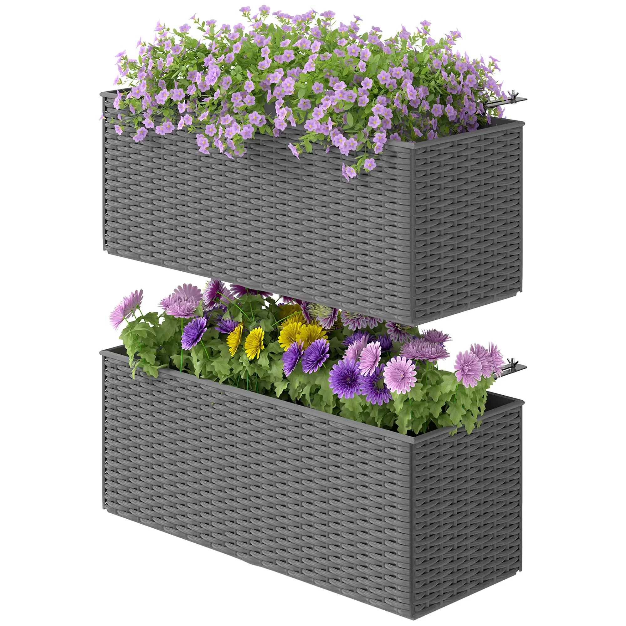 2 Pack 20 Inch Hanging Flower Pots, Railing Planter Box, Grey Planter Set at Gallery Canada
