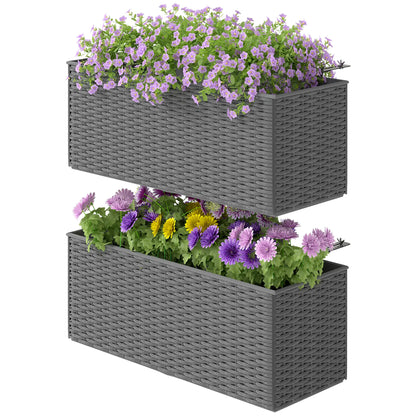 2 Pack 20 Inch Hanging Flower Pots, Railing Planter Box, Grey Planter Set at Gallery Canada