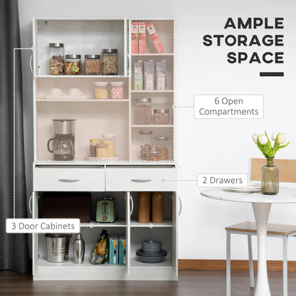 71" Kitchen Hutch with Storage Cabinet, Modern Buffet, Ash White Kitchen Pantry Cabinets at Gallery Canada