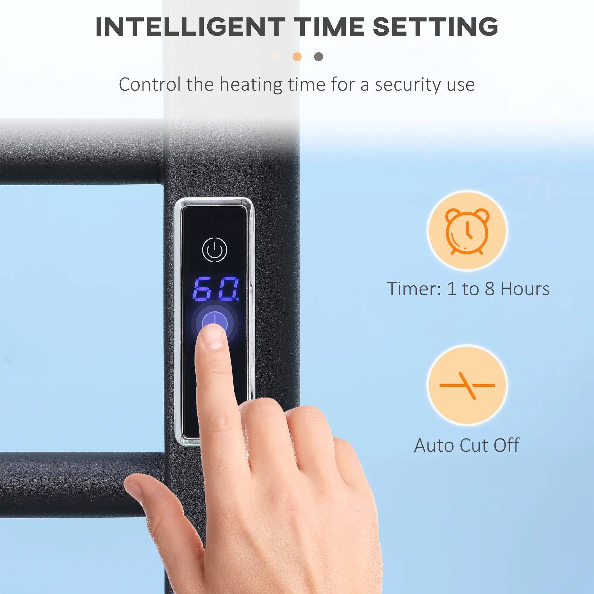 8-Bar Heated Towel Warmer, Wall Mounted, Adjustable Temperature, Black Bath Accessories at Gallery Canada