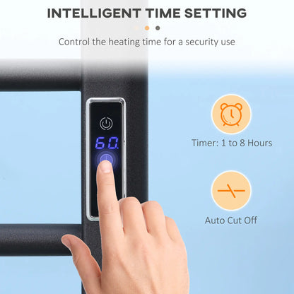 8-Bar Heated Towel Warmer, Wall Mounted, Adjustable Temperature, Black Bath Accessories at Gallery Canada