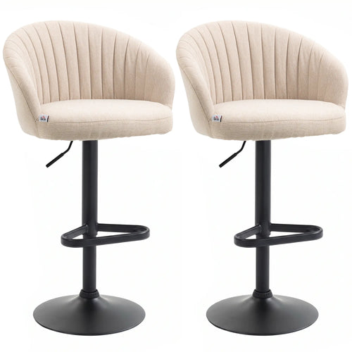 Swivel Counter Height Barstools Set of 2, Adjustable Height, Beige