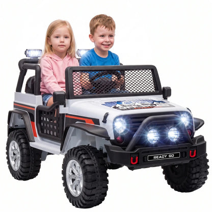 12V 2-Seater Ride on Truck Car, White Electric Toy Cars at Gallery Canada