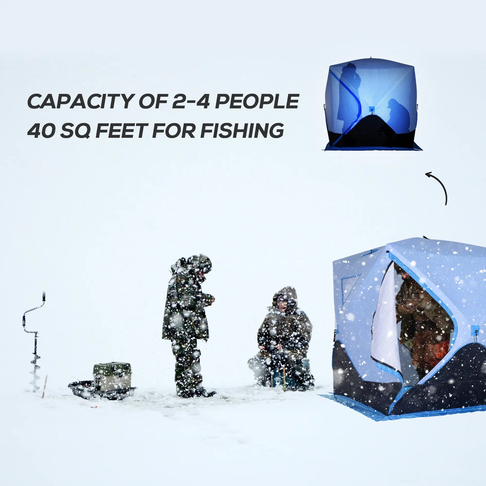 4-Person Pop-Up Ice Fishing Tent, Insulated Shelter, Ventilation Windows, Double Doors, Carry Bag, -22℉ Ice Fishing Tents at Gallery Canada