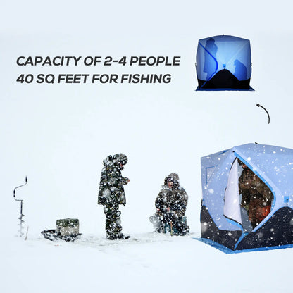 4-Person Pop-Up Ice Fishing Tent, Insulated Shelter, Ventilation Windows, Double Doors, Carry Bag, -22℉ Ice Fishing Tents at Gallery Canada