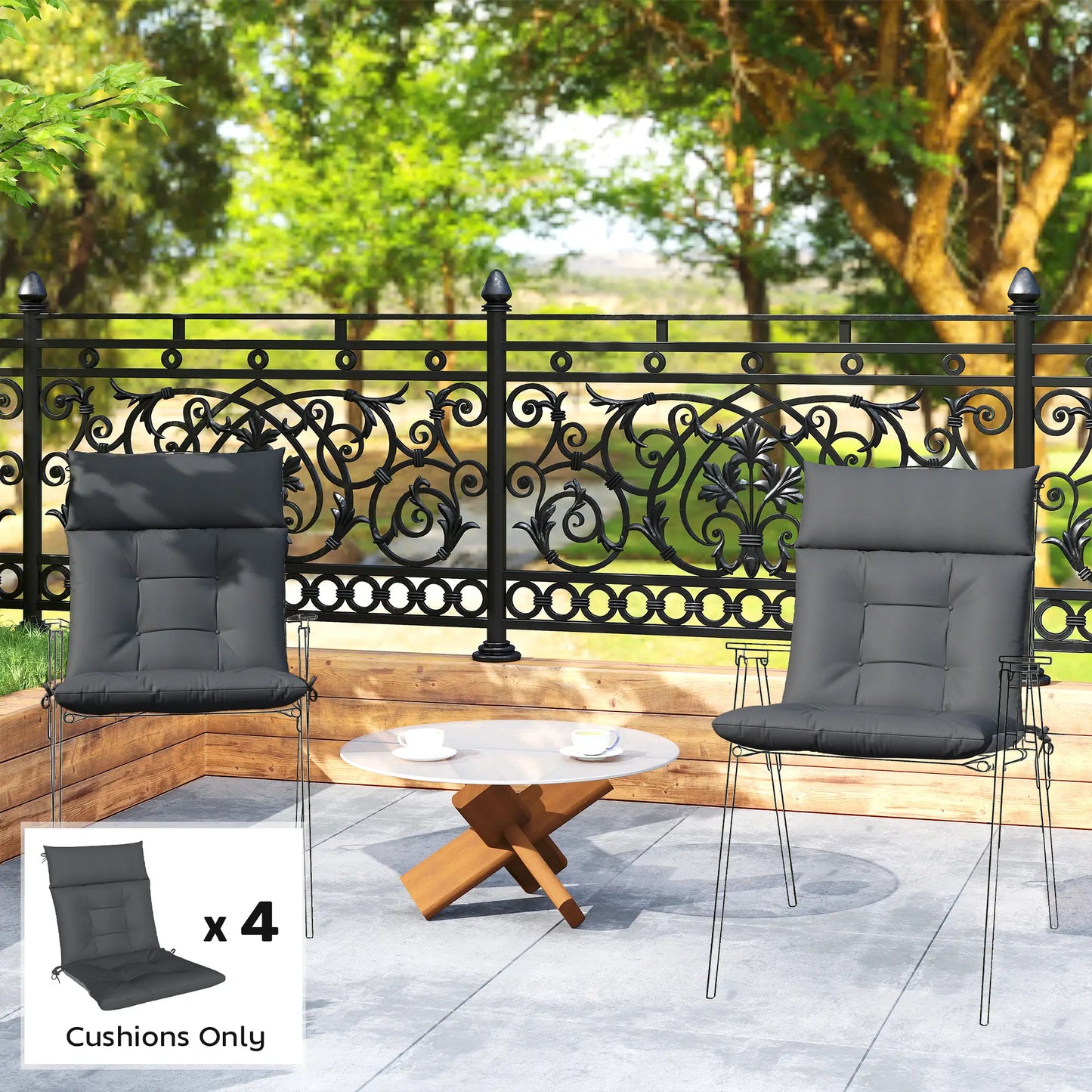 Waterproof Non-Slip Patio Chair Cushions, 44"x21", Set of 4, Dark Grey Patio Chair Cushions at Gallery Canada