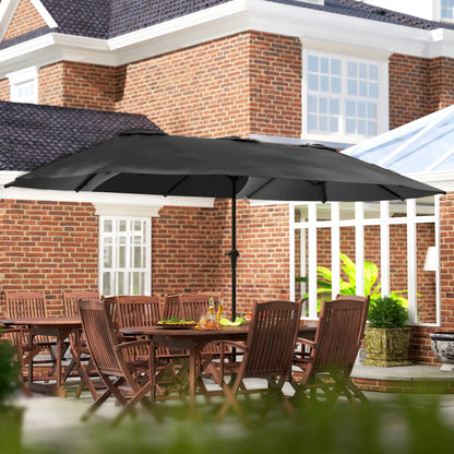 13ft Double-Sided Patio Umbrella with Crank Handle, for Poolside, Deck, Garden, Dark Grey Double-sided Umbrellas at Gallery Canada