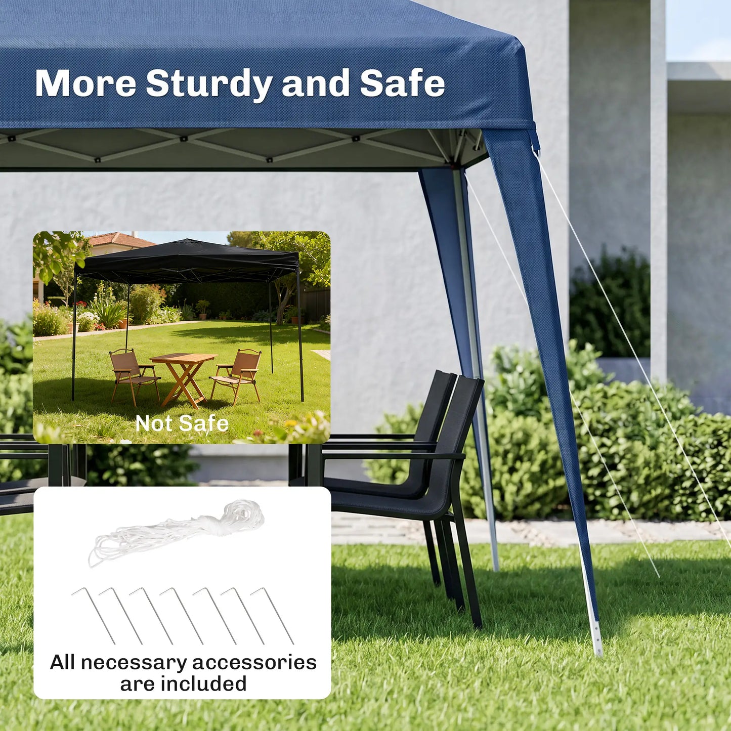 8' x 8' Pop Up Canopy, Portable Folding Tent, Blue Pop Up Canopies at Gallery Canada