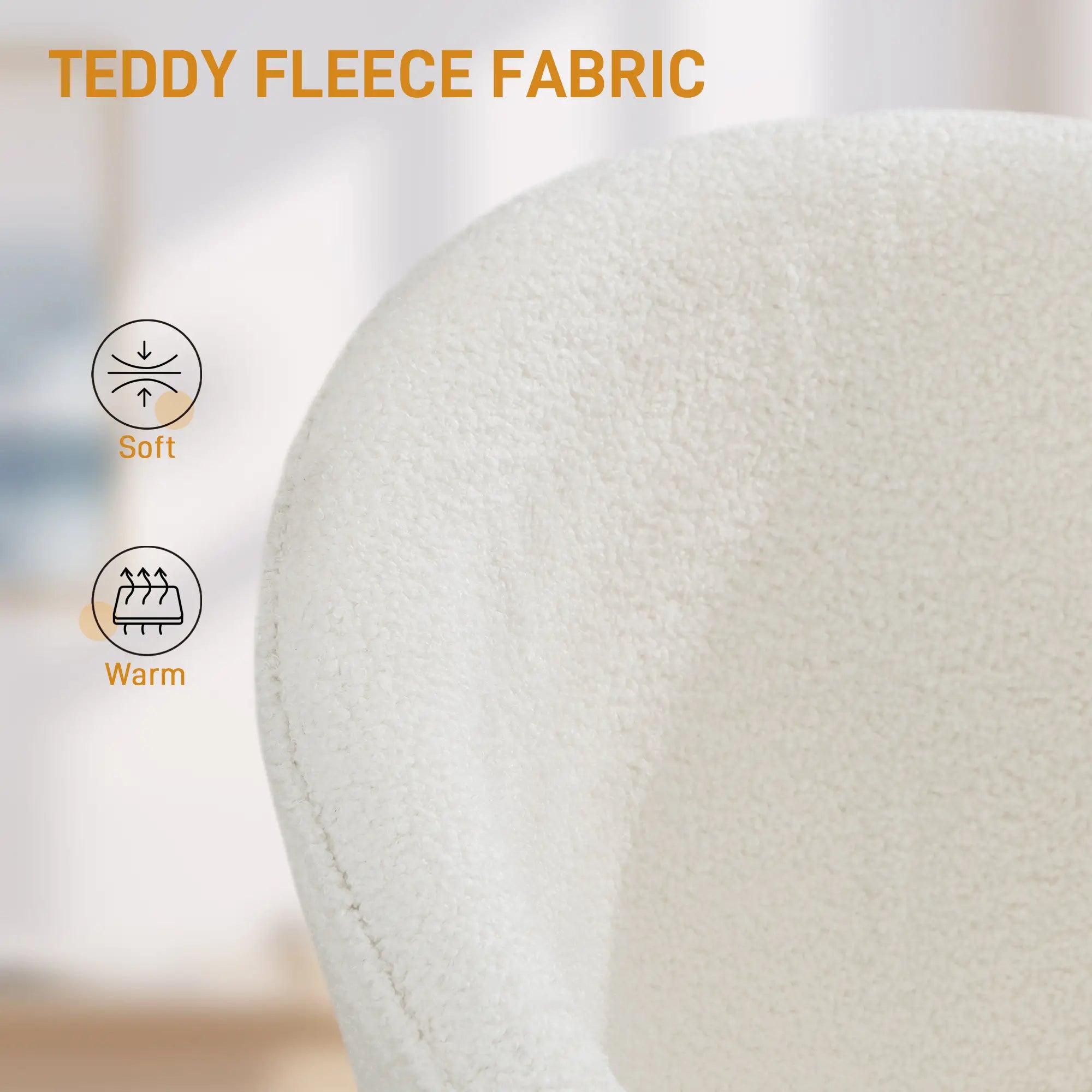 Office Chair, Teddy Fleece Upholstered Vanity Desk Chair, Cream White Task Chairs at Gallery Canada