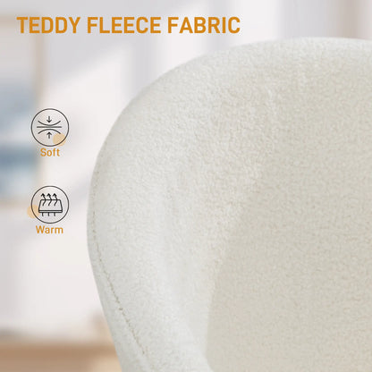Office Chair, Teddy Fleece Upholstered Vanity Desk Chair, Cream White Task Chairs at Gallery Canada