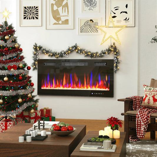 36 Inch Thin Electric Fireplace, Freestanding, Wall Mounted, Eco Mode