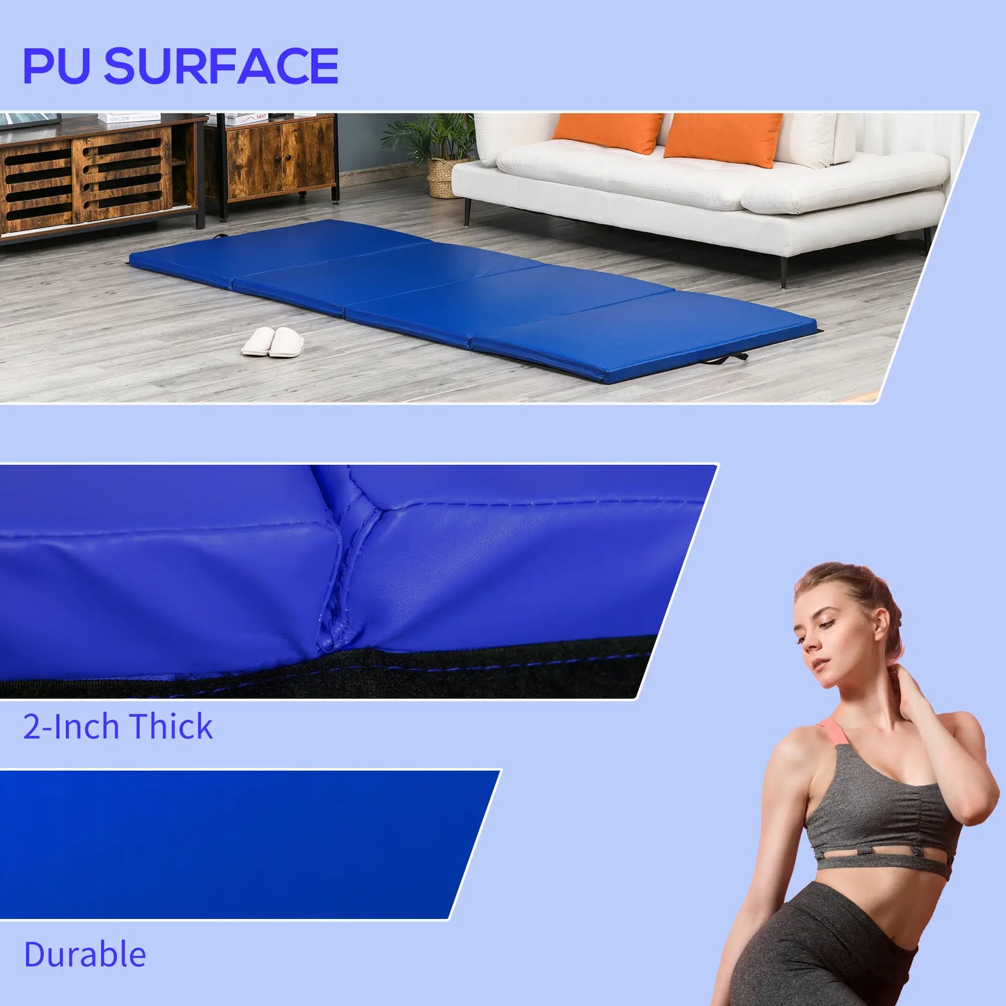 4'x10'x2'' Folding Gymnastics Mat, Exercise Mat, Dark Blue Gymnastics Mats at Gallery Canada