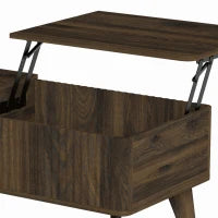 Table basse à ouverture relevable cannelée de 40", table de rangement en noyer