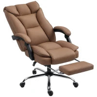 Chaise de bureau exécutive, chaise de bureau ergonomique avec repose-pieds, marron