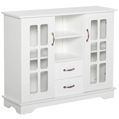 Modern Kitchen Sideboard, 2 Drawers, Coffee Bar Cabinet, Glass Doors, White Bar Cabinets at Gallery Canada