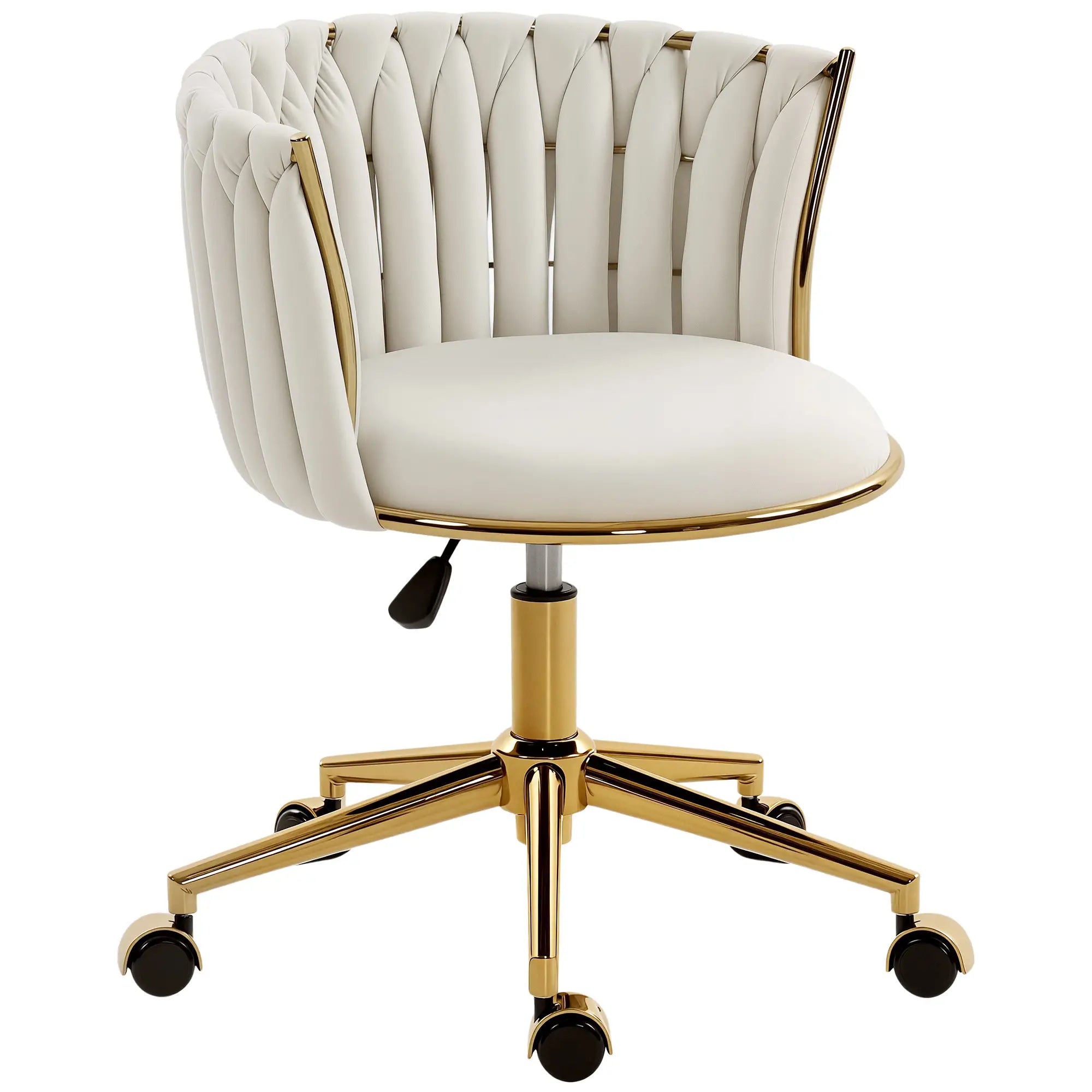 Office Chair, Vanity Chair, Adjustable Height, Rolling Wheels, Cream White Task Chairs Cream at Gallery Canada