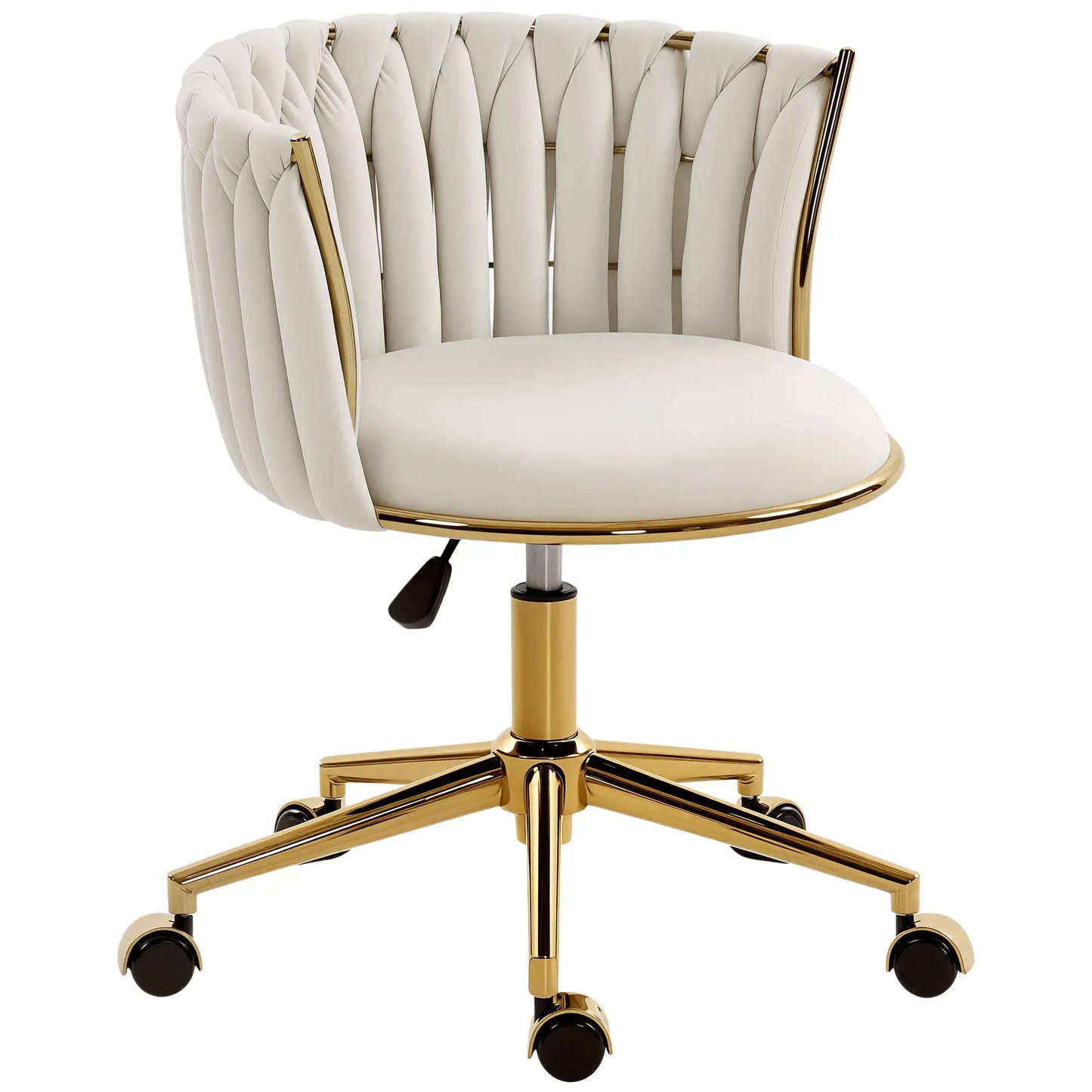 Office Chair, Vanity Chair, Adjustable Height, Rolling Wheels, Cream White Task Chairs Cream at Gallery Canada