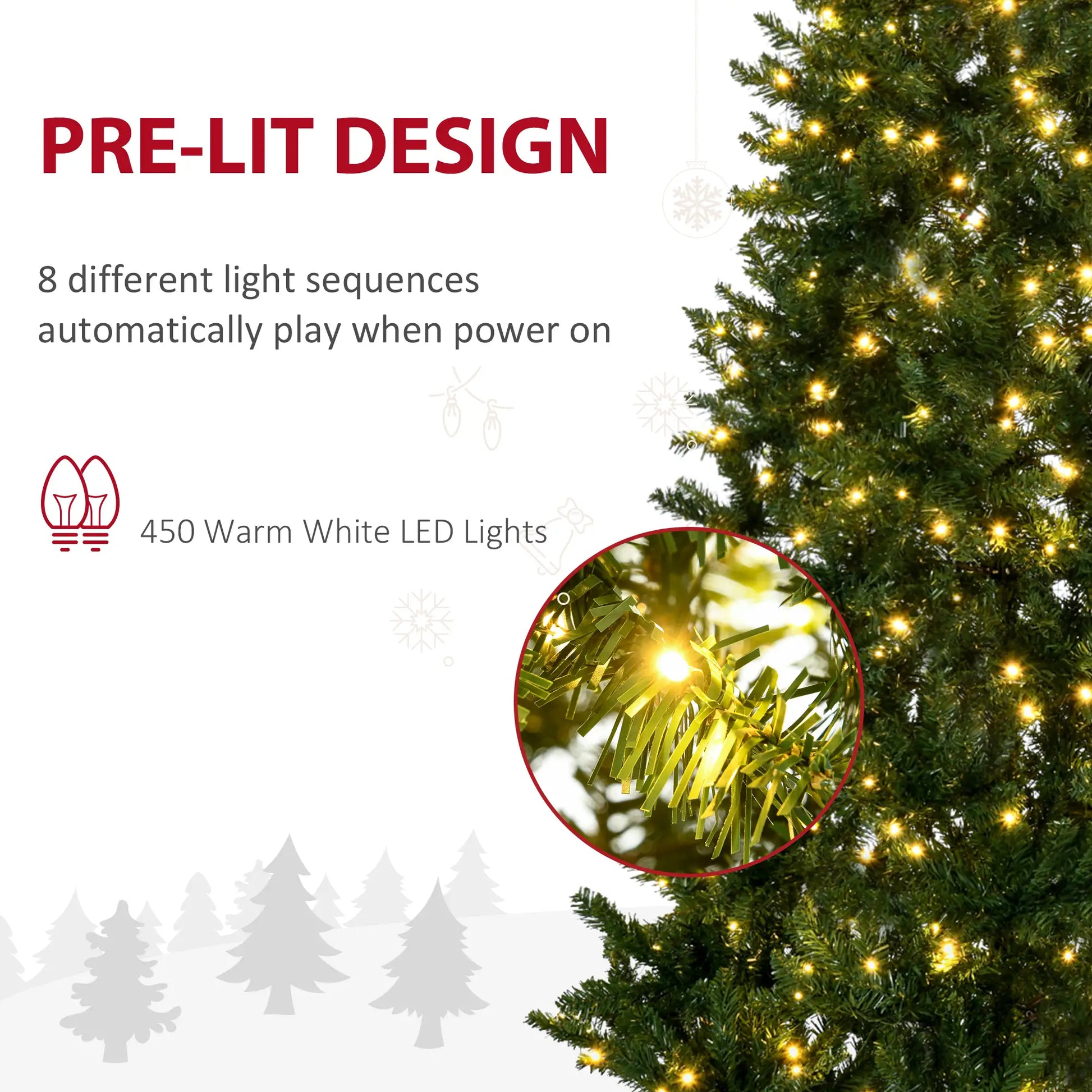 7.5 Ft Prelit Artificial Christmas Tree, Warm White LED, Green Pre Lit Christmas Trees at Gallery Canada