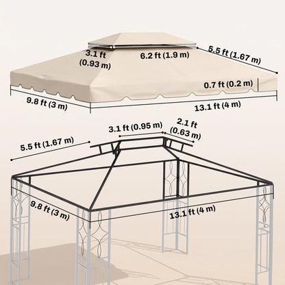 13' x 10' Gazebo Canopy, Double Vented Roof, Cream Gazebo Canopy Replacement at Gallery Canada
