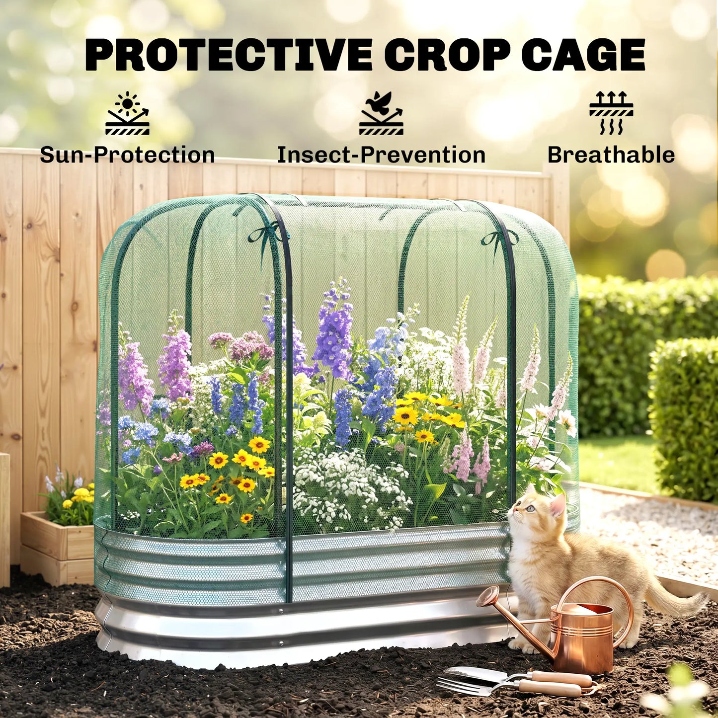 Galvanized Raised Garden Bed, Crop Cage Net Cover, Outdoor Planter Box Raised Garden Beds at Gallery Canada