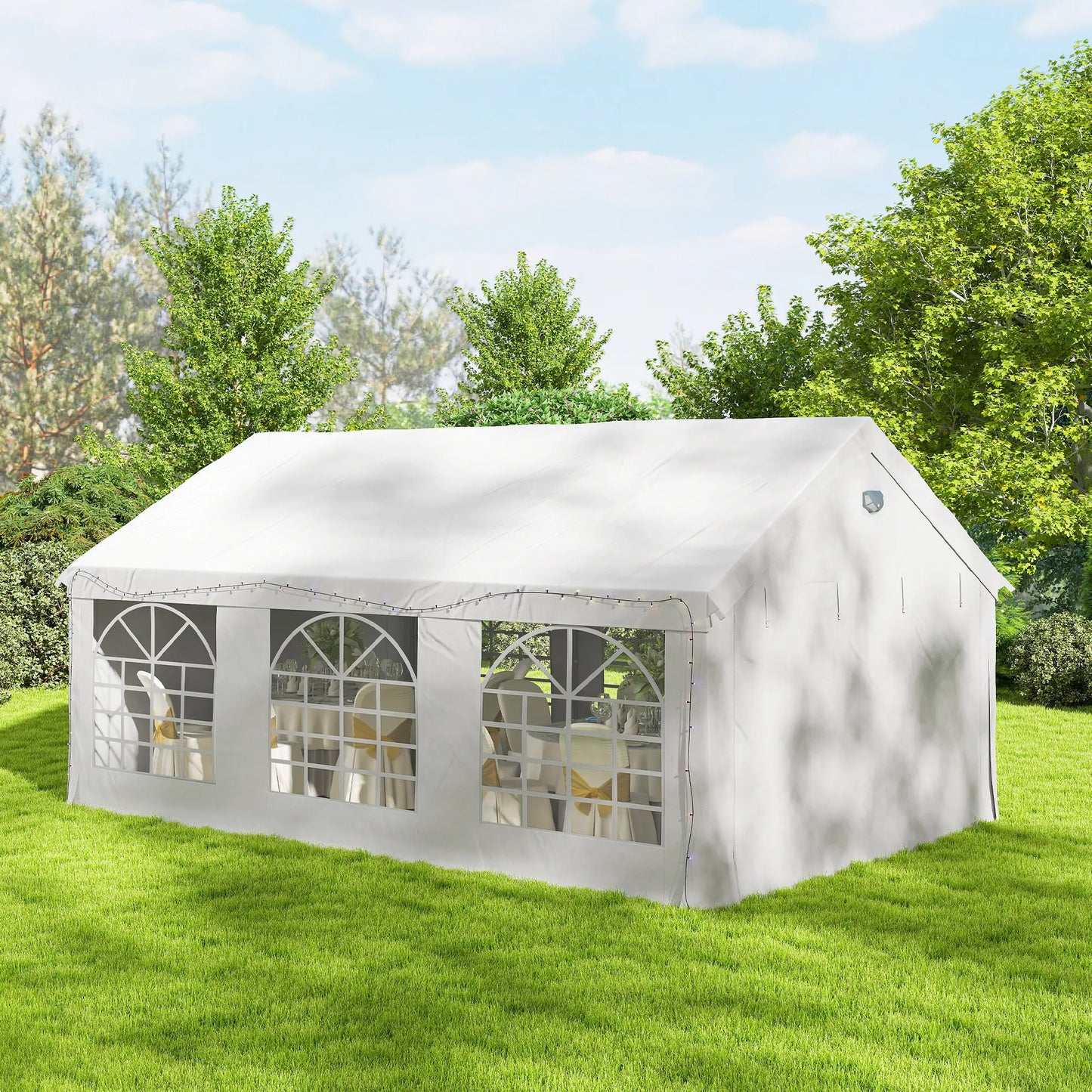 20' x 13' Party Tent, Heavy Duty Gazebo Canopy With Windows, White Canopy Tents at Gallery Canada