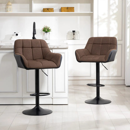 Adjustable Swivel Barstools Set of 2, with Footrest Armrests, Brown Bar Stools at Gallery Canada