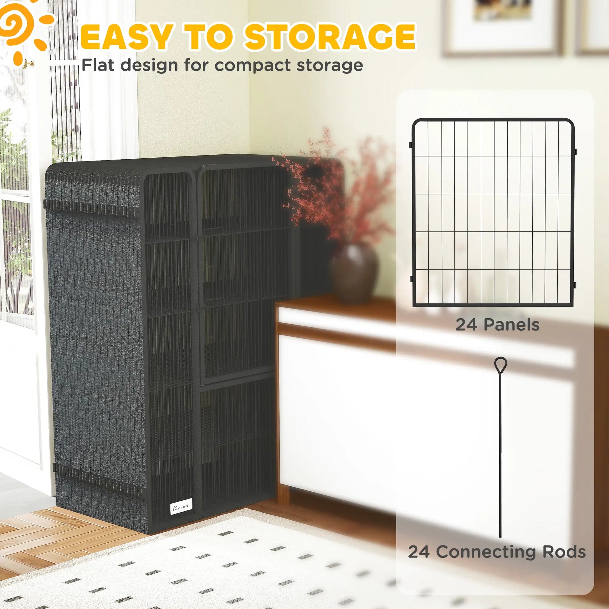 24 Panels 39" Height Heavy Duty Dog Playpen for Small Medium Large Dogs, Black Houses, Kennels & Pens at Gallery Canada