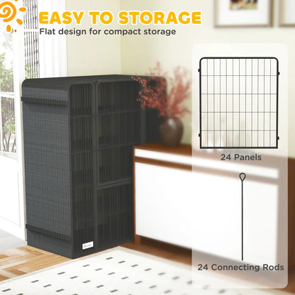 24 Panels 39" Height Heavy Duty Dog Playpen for Small Medium Large Dogs, Black Houses, Kennels & Pens at Gallery Canada