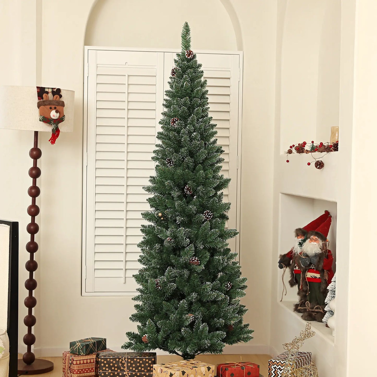 6ft Artificial Pencil Christmas Tree, 618 Branches, Pinecones, Metal Stand Pencil Christmas Trees at Gallery Canada